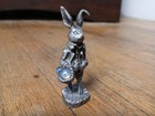 Two Mini Pewter Rabbit Figurine Easter Bunny Miniature