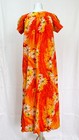 Vintage 1960s-1970s Hawaiian Muumuu Dress Orange Daisy Floral Maxi Hostess Dress