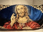 1970   s Boho Mid Century Jesus Tapestry Velvet Pillow 33x17