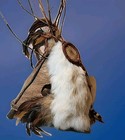 Vintage Authentic Rawhide Native American Teepee Fur Feathers Dream Catcher 13 