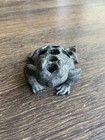 Vintage Cast Metal Frog Shaped Flower Frog todd Rare 9 Holes