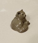 Hr Hagen Renaker Gray Lying Persian Cat Miniature Figurine 1975-78 Green Eyes
