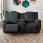 Recliner Loveseat Cover With Middle Console Sofa Slipcover  Stretch Reclining