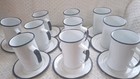 Set 20 White Speckled Enamelware Tin Metal Camping 10 Large Mugs  10 Plates 6 