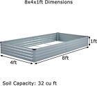 8x4x1ft 2 Pack  Galvanized Raised Garden Bed outdoor Planter Box Metal Grey