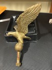 Vintage Brass American Bald Eagle Standing On Ball Flag Pole Topper