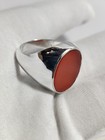 Men   s 925 Sterling Silver Ring   Natural Yemeni Red Carnelian Aqeeq Stone   Hand