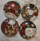 Santa      X-mas Refrigerator Magnets Set Of 4 Glass Dome Decor   Diy Ornament 