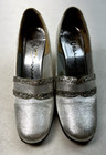 Vintage 1960s Capriccio Silver Heels With Original Box - Size 6 5
