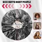 Bhahb Luxury Shower Cap Satin Lined Reusable Waterproof F19-black Flower