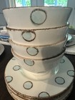 Ceramic Set Of 4 Soup cereal Bowls   4 Plates Aqua Polka Dots Made In Portugal