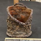 Rustic Arts Crafts Adirondack Style Mossy Live Edge Bark Twig Wall Pocket Basket