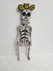 Vintage Hand Painted Articulated Wood Skeleton Day Of The Dead  Rare