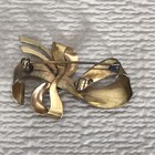 Vintage A   Z Brooch 1 20 12kt Gold Filled  bow  Emerald Rhinestone Pin Brooch