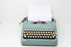 1950 s Smith Corona Silent Super Portable Typewriter Blue W case  lp9021826 
