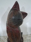 Vtg Large Handcarved Wooden Sitting Cat 13 75  Painted Siamese