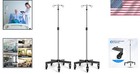 Adjustable Iv Pole With Wheels - Heavy-duty Stainless Steel 2 Hook Support Stand