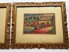 Framed Vintage Mexican Straw Artwork Pair