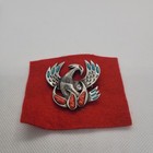 Vintage J Ritter Phoenix Rising Brooch 1971 Faux Turquoise Coral Pewter 40mm