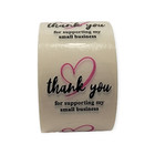 Thank You Supporting Small Business Stickers   Clear W pink Heart   500 Labels