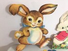 Vintage Easter Rabbit Die Cut Cutout Decorations Lot Of 6