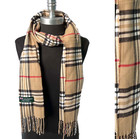 Mens Womens Winter Warm Scotland Made 100  Cashmere Scarf Plaid Camel  p108