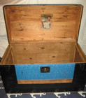 Antique Dome Top Steamer Trunk Treasure Chest Embossed Tin Humpback Storage