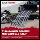 Black Widow 9  Aluminum Folding Motorcycle Ramp  1500 Lb Ride-up Loading Ramps