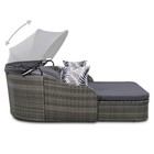 Rattan Patio Outdoor Daybed Sunbed Sofa Conversation Set Yard W canopy Cushion