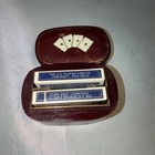 Vintage Italian Leather 2 Deck Playing Card Case Box