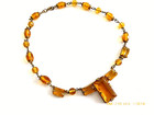Vintage Czech Art Deco Amber Glass Brass  Necklace