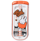 New Miffy Rabbit Boris Dog Spoon Fork Chopsticks Box Case Bento Set Orange Japan