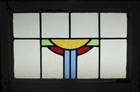 Abstract Midsize Old English Leaded Stained Glass Window 23 25  X 15 25 