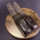 G g Double Magazine Pouch B627-4w Basket Wave Black Leather Chrome Snap