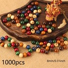 1000pcs Colorful Wooden Beads 8mm Assorted Macrame Wooden Loose Spacer Bead N   