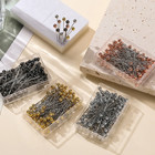 100pcs box Stainless Steel Round Pearl Head Needles Stitch Straight Push Sewing 