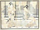 Antique Japanese Woodblock Print  Kikugawa Eizan Geisha Girld Edo Period Framed