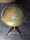 Antique Early 1900s Rand Mcnally Terrestrial Globe On Ornate Claw Foot Iron Base