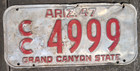 Arizona 1947 License Plate Original Pima County Tucson