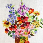Vintage Crewel Bright Flowers Bouquet In Vase Floral 25x19 Framed Embroidery