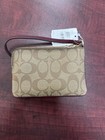 Coach F64233 Corner Zip Wristlet In Signature Canvas With Sherry Stripe With Box