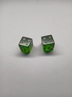 Vintage Pair Apple Green Dice Transparent Old Set 1 2    Plastic White Dots