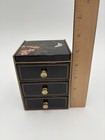 Vtg Japan Butterfly Black Lacquerware 3-drawer Jewelry Box W Mirror