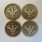  lot Of 4  Barber 50c   90  Silver   Km  116