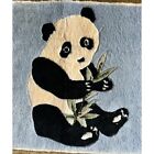 Vintage Panda Bear Silk Fabric Woven Mini Fringe Rug Decorative Carpet Kitsch