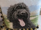 Vintage Aubusson Style Portuguese Water Dog Needlepoint Pillow Petit Point Nwot