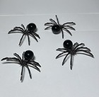 Lot Of 4 Black Obsidian Metal Spiders