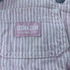 Vtg Oshkosh Bgosh Baby Pink White Child Conductor Stripe Overall Dress Size 18m