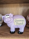 Queen Fund Piggy Bank Speckled Purple Ceramic Pig Coin Bank W stopper