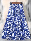 Plus 20 2x Flower Stretch Floral Blue White Maxi Skirt Simple Elastic Waist